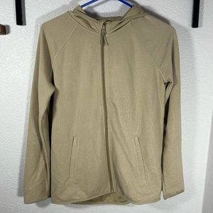 Women's tan All in Motion waffle full zip hooded jacket XL